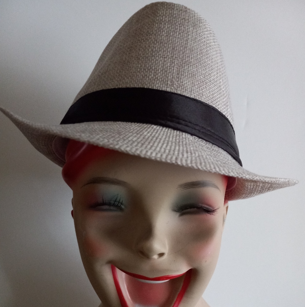 Gray Linen Fedora Hat